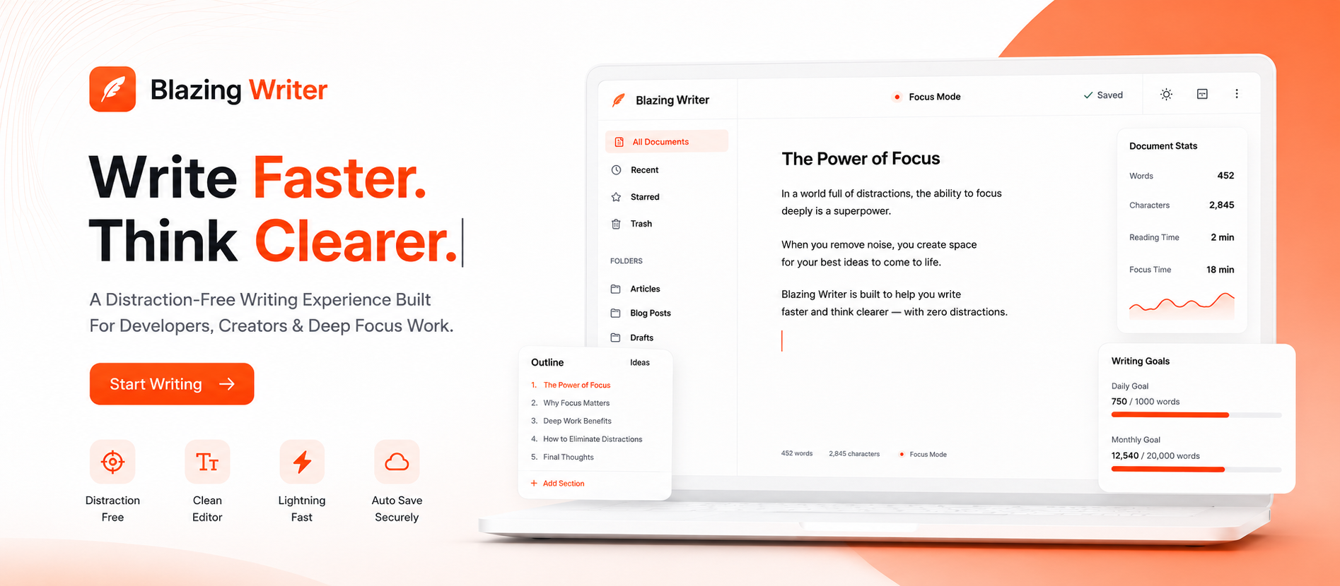 BlazingWriter - Modern writing and productivity platform