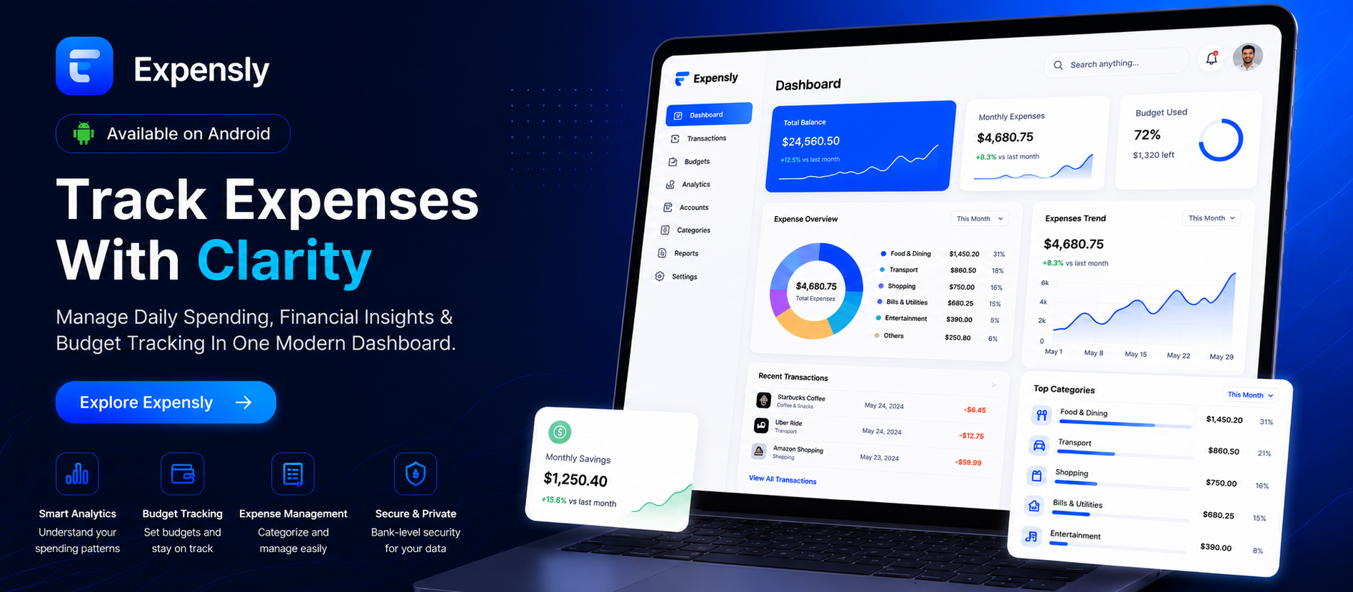 Expensly - Smart expense tracking and budgeting